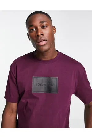 Calvin Klein Textured logo box comfort cotton t-shirt in burgundy