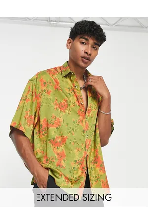 ASOS Homem Casual - Boxy oversized satin shirt in blossom floral print