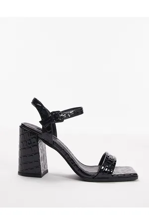 Topshop Skylar two part block heeled sandal in croc