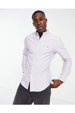 Ralph Lauren Homem Camisas Slim Fit - Icon logo stripe slim fit oxford shirt button down in /navy multi