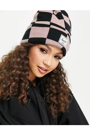 Herschel . Elmer beanie hat in black & ash rose check