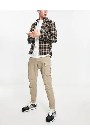 JACK & JONES Intelligence loose fit washed cargo trouser in beige