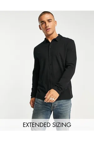 ASOS Homem Camisas de Manga comprida - Long sleeve button through jersey shirt in