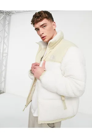 The North Face Nuptse high pile down puffer jacket in off