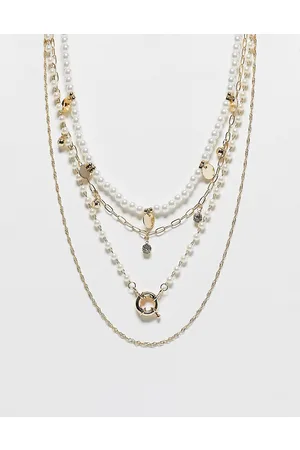 Ashiana Multi layered necklace with pearl and glass