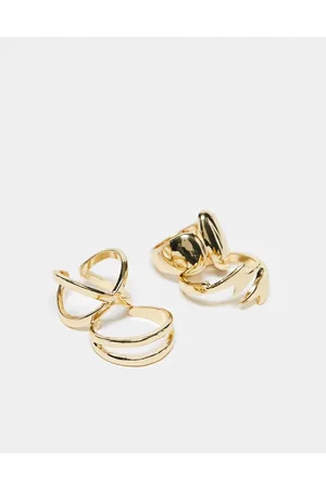 Ashiana Pack of 4 rings in textured metal