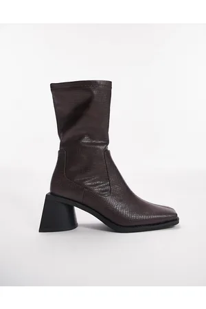 Topshop Millie square toe sock boot in