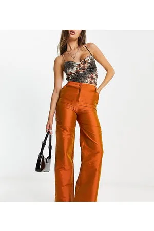 COLLUSION Taffeta straight leg cargo trousers in irridescent rust