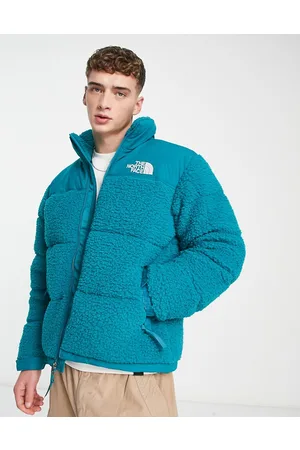 The North Face Nuptse high pile down puffer jacket in teal