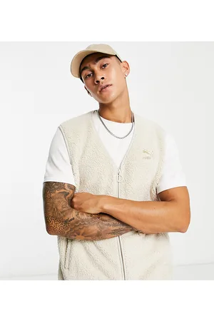 PUMA Homem T-shirts & Manga Curta - Classics borg zip up vest in oatmeal - exclusive to ASOS
