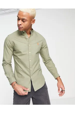 Ralph Lauren Icon logo slim fit garment dyed oxford shirt button down in dark