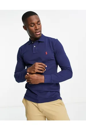 Ralph Lauren Icon logo slim fit long sleeve pique polo in
