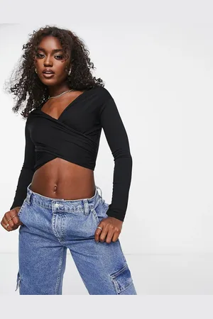 Charcoal Marl Underbust Bardot Long Sleeve Top