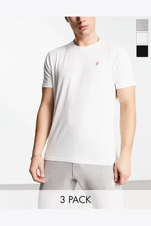 Farah 3 pack t-shirts in grey and white