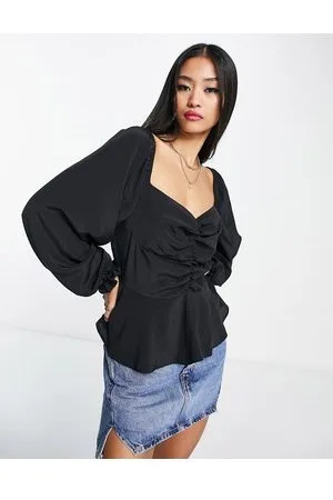 New Look Ruched front shirred blouse in