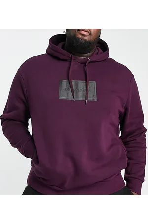 Calvin Klein Big & Tall textured logo box comfort hoodie in burgundy