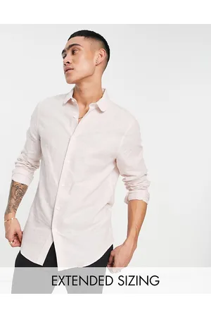 ASOS DESIGN Homem Camisa Formal - Wedding smart linen regular fit shirt with penny collar in