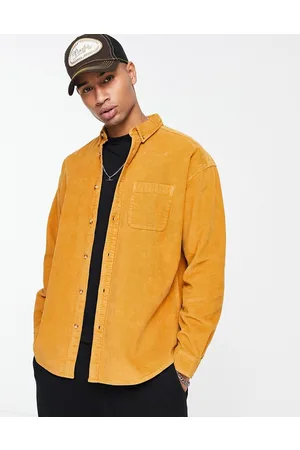 ASOS Homem Camisas Casual - 90s oversized cord shirt in mustard in cotton blend