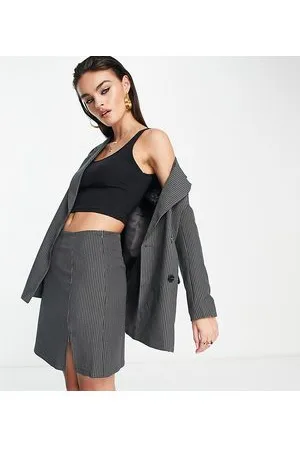 Extro & Vert Super mini skirt in slate pinstripe co-ord