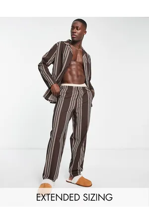 ASOS Woven pyjama set with long sleeve shirt and trousers in stripe