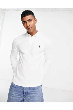 Ralph Lauren Icon logo slim fit long sleeve pique polo in
