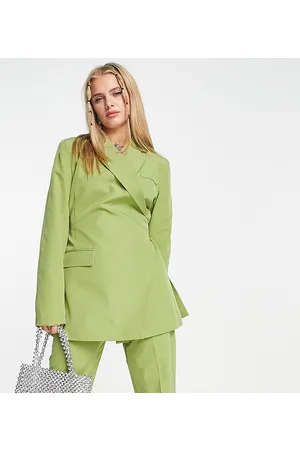 COLLUSION Mulher Blazers slim fit - Slim blazer with wrap detail in lime green co-ord