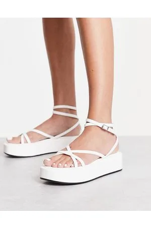 Truffle Collection Strappy ankle strap flatform sandals in