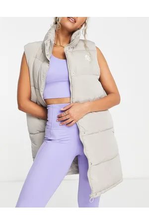 Gym King Longline puffer gilet in champagne