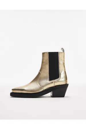 Topshop Mulher Botins - Maeve leather western ankle boot in