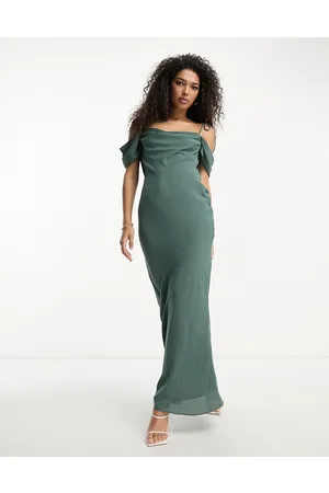 ASOS Bridesmaid cowl front maxi dress with cold shoulder detail in