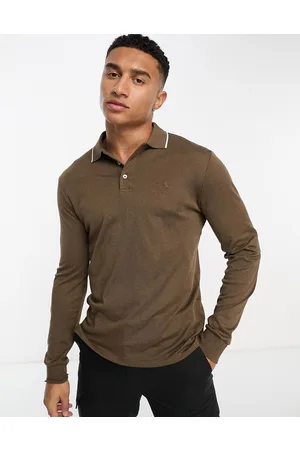 Ralph Lauren Icon logo birdseye print long sleeve polo in marl
