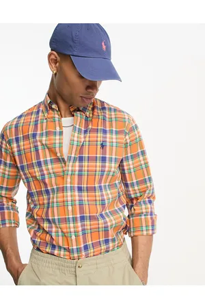 Ralph Lauren Homem Camisa Formal - Icon logo check poplin shirt custom fit in /navy