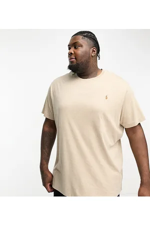 Ralph Lauren Homem T-shirts & Manga Curta - Big & Tall multi logo pima cotton t-shirt custom fit in beige marl