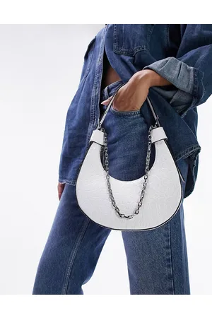 Topshop Mulher Malas à Tiracolo - Faye curved chain shoulder bag in croc