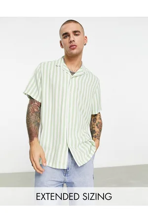 ASOS Homem Camisas de Manga curta - Revere stripe shirt in