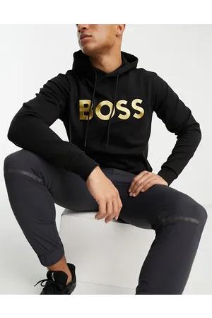 HUGO BOSS BOSS Green Soody 1 relaxed fit gold logo hoodie in
