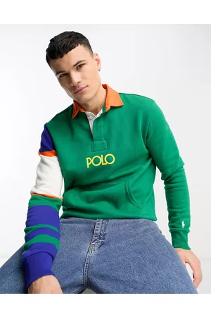 Ralph Lauren Central logo stripe sleeve sweat rugby polo in multi