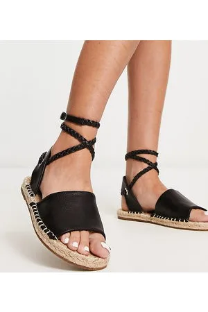 ASOS DESIGN Jinny espadrille with oval buckle in black