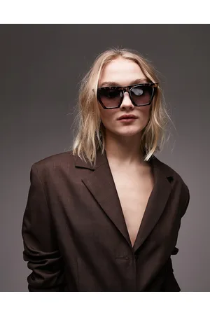 Topshop Mulher Óculos de sol cat eye - Oversized angluar cateye sunglasses in tort