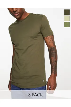 Ralph Lauren Homem T-shirts & Manga Curta - Loungewear 3 pack t-shirts in olive green with pony logo