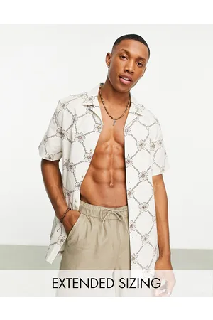 ASOS Homem Camisas Casual - Relaxed revere linen mix shirt in daisy floral print