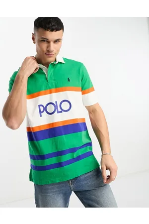 Ralph Lauren Homem Camisa Formal - Large logo stripe short sleeve rugby polo classic fit in