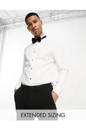 ASOS Homem Camisa Formal - Premium easy iron slim sateen formal shirt with bib and wing collar in