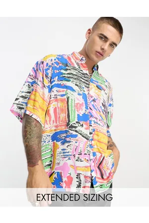 ASOS Homem Camisas Casual - Boxy oversized shirt in bright vintage inspired print