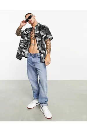 ASOS Relaxed linen mix shirt in matchbox print