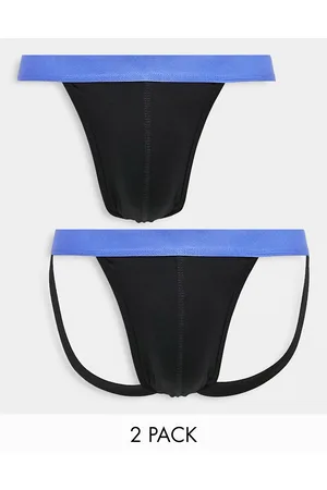 ASOS Homem Cuecas - 2 pack thong and jock strap in with contrast blue waistband