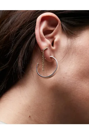 Topshop Mulher Plated flat edge hoops