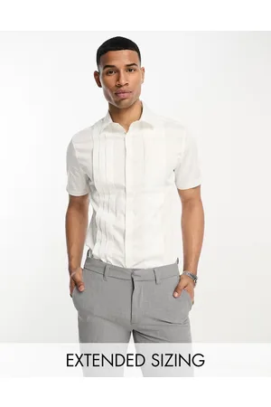 ASOS Formal slim sateen shirt with pleated front in