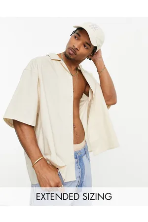 ASOS Homem Camisas Casual - Boxy oversized revere shirt in stone