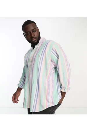 Ralph Lauren Homem Camisa Formal - Big & Tall icon logo stripe oxford shirt classic fit in multi